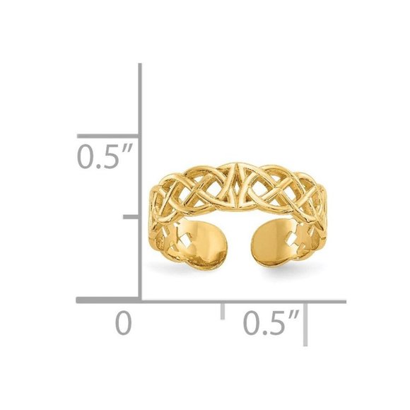 14k Yellow Gold Solid Toe Ring Celtic Adjustable - Picture 2 of 4